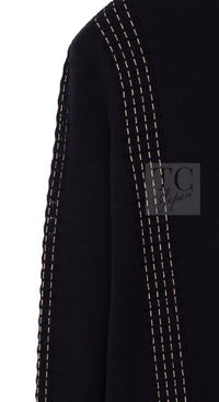 CHANEL 17C black beige cotton women's cardigan / シャネル レディース ブラック ベージュ コットン カーディガン
