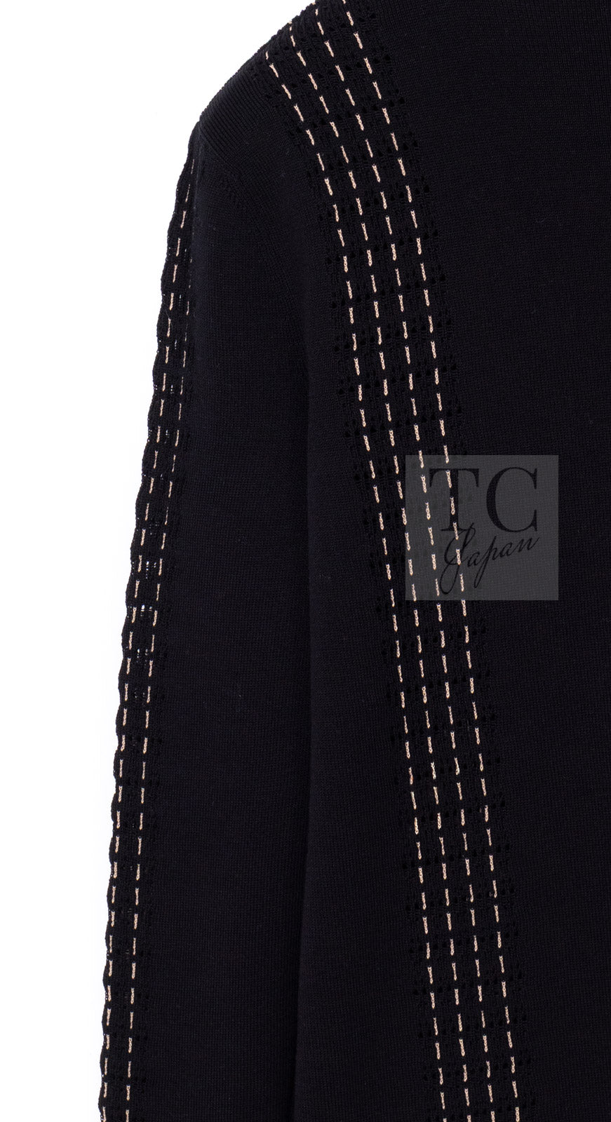 CHANEL 17C black beige cotton women's cardigan / シャネル レディース ブラック ベージュ コットン カーディガン