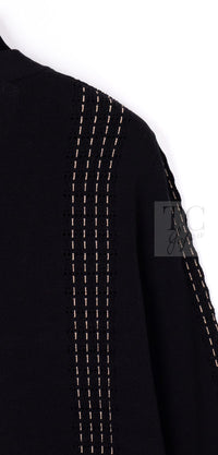 CHANEL 17C black beige cotton women's cardigan / シャネル レディース ブラック ベージュ コットン カーディガン