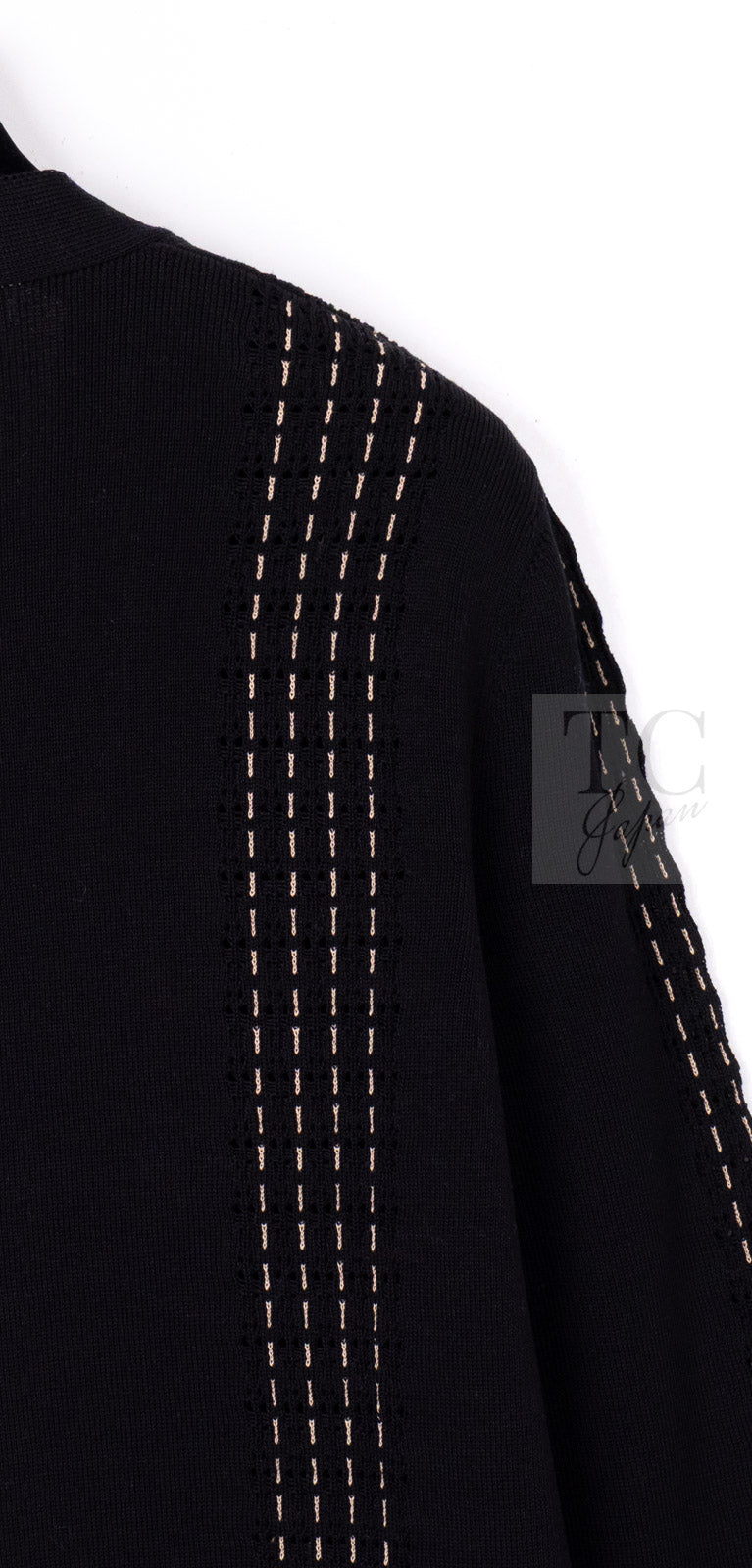 CHANEL 17C black beige cotton women's cardigan / シャネル レディース ブラック ベージュ コットン カーディガン