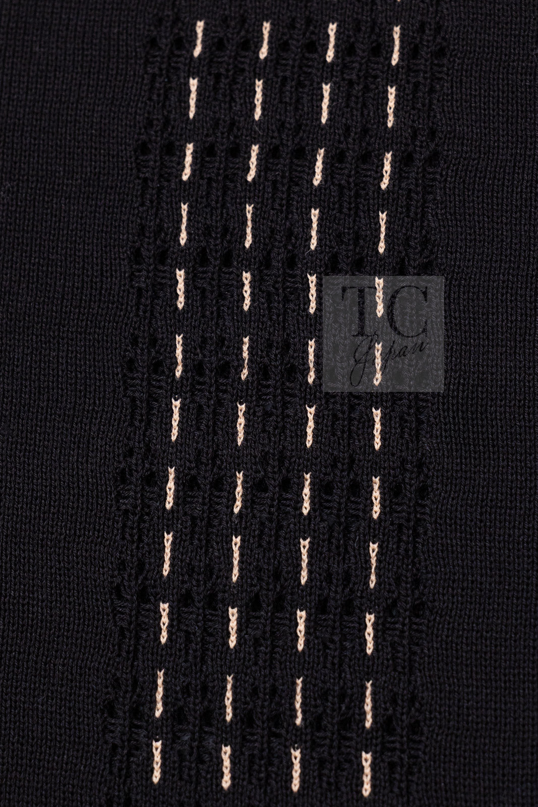 CHANEL 17C black beige cotton women's cardigan / シャネル レディース ブラック ベージュ コットン カーディガン