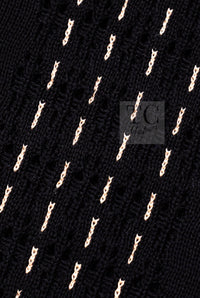 CHANEL 17C black beige cotton women's cardigan / シャネル レディース ブラック ベージュ コットン カーディガン