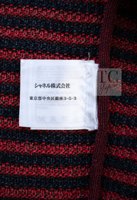 CHANEL 15S Red Blue Stripe Knit Cardigan 38 シャネル レッド ブルー ストライプ ニット カーディガン 即発