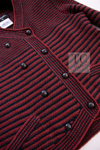 CHANEL 15S Red Blue Stripe Knit Cardigan 38 シャネル レッド ブルー ストライプ ニット カーディガン 即発