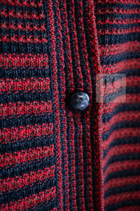 CHANEL 15S Red Blue Stripe Knit Cardigan 38 シャネル レッド ブルー ストライプ ニット カーディガン 即発