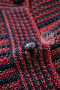 CHANEL 15S Red Blue Stripe Knit Cardigan 38 シャネル レッド ブルー ストライプ ニット カーディガン 即発