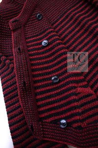 CHANEL 15S Red Blue Stripe Knit Cardigan 38 シャネル レッド ブルー ストライプ ニット カーディガン 即発