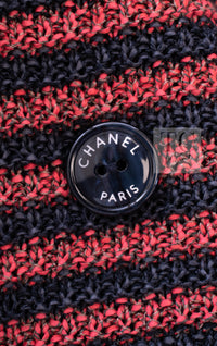 CHANEL 15S Red Blue Stripe Knit Cardigan 38 シャネル レッド ブルー ストライプ ニット カーディガン 即発