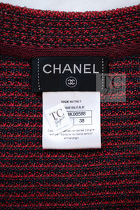 CHANEL 15S Red Blue Stripe Knit Cardigan 38 シャネル レッド ブルー ストライプ ニット カーディガン 即発