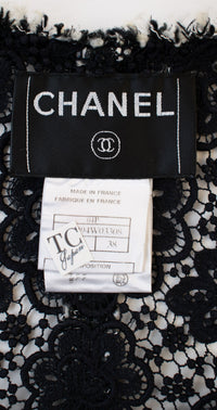 CHANEL 04S Camellia Pale Black Lace Cardigan Jacket 38 シャネル カメリア ブラック レース カーディガン ジャケット 即発