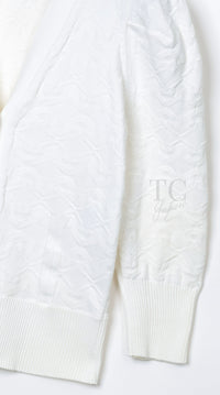 CHANEL 13C White CC Buttons Cotton Knit Stretch Cardigan Karl Lagerfeld 36-04