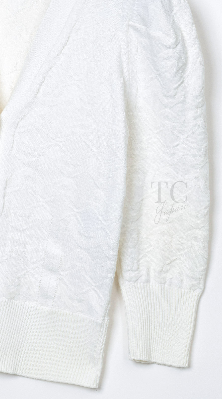 CHANEL 13C White CC Buttons Cotton Knit Stretch Cardigan Karl Lagerfeld 36-04