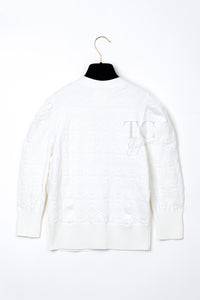 CHANEL 13C White CC Buttons Cotton Knit Stretch Cardigan Karl Lagerfeld 36-08