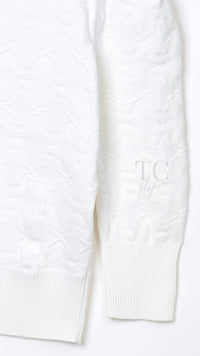 CHANEL 13C White CC Buttons Cotton Knit Stretch Cardigan Karl Lagerfeld 36-10