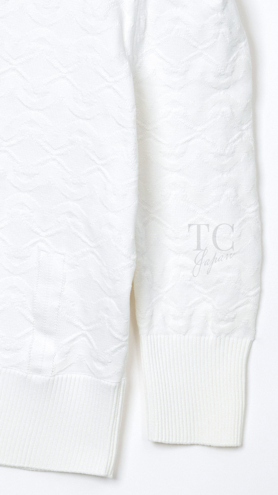 CHANEL 13C White CC Buttons Cotton Knit Stretch Cardigan Karl Lagerfeld 36-10