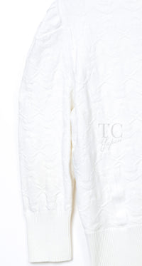 CHANEL 13C White CC Buttons Cotton Knit Stretch Cardigan Karl Lagerfeld 36-11