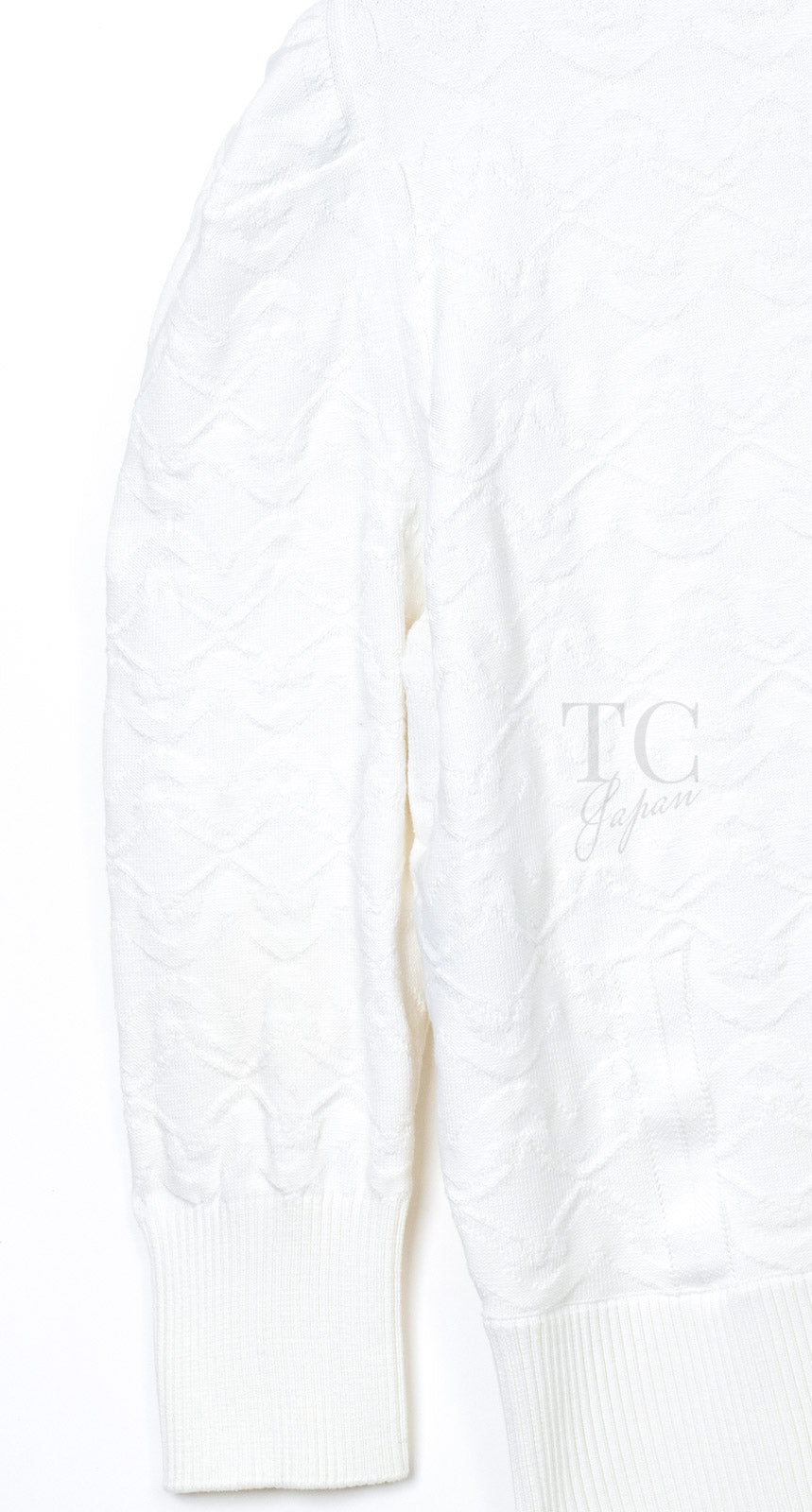 CHANEL 13C White CC Buttons Cotton Knit Stretch Cardigan Karl Lagerfeld 36-11