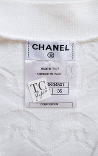 CHANEL 13C White CC Buttons Cotton Knit Stretch Cardigan Karl Lagerfeld 36-09