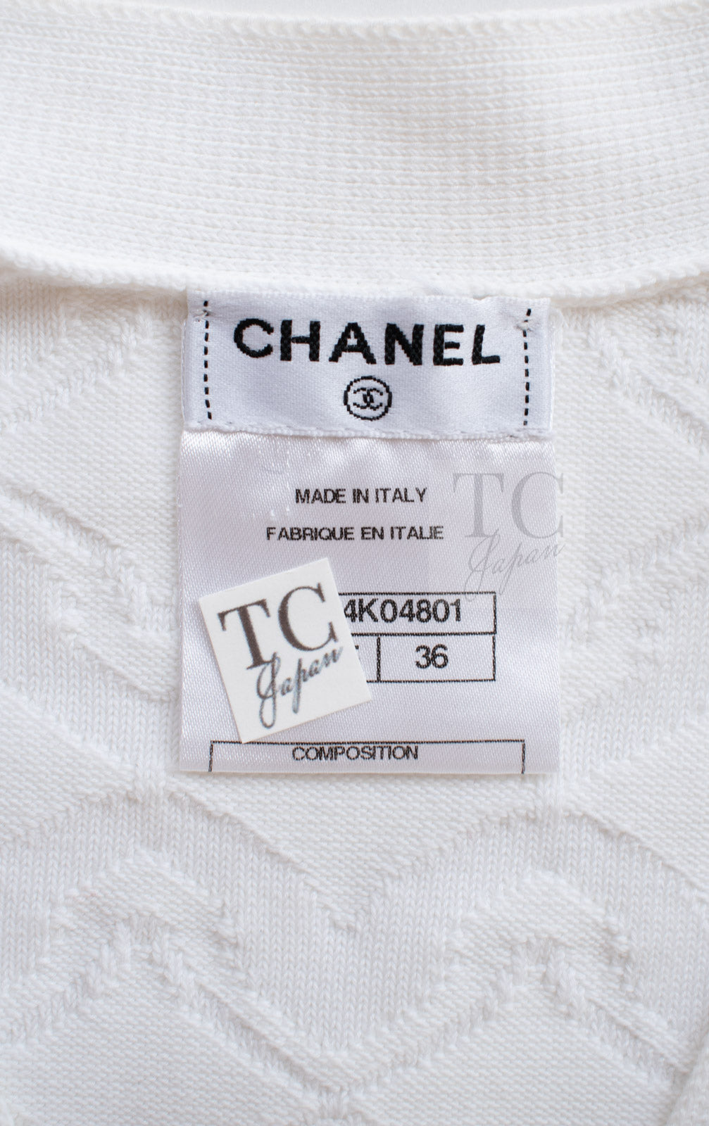 CHANEL 13C White CC Buttons Cotton Knit Stretch Cardigan Karl Lagerfeld 36-09