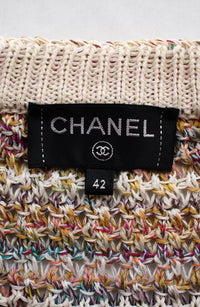 chanel 17c creme marigold trim cotton knit cardigan 10