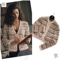 chanel 17c creme marigold trim cotton knit cardigan 18