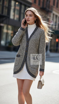 CHANEL 19PF Metallic Multicolor Wool Long Knit Cardigan 40 42 10