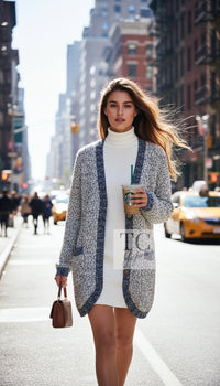 CHANEL 19PF Metallic Multicolor Wool Long Knit Cardigan 40 42 12