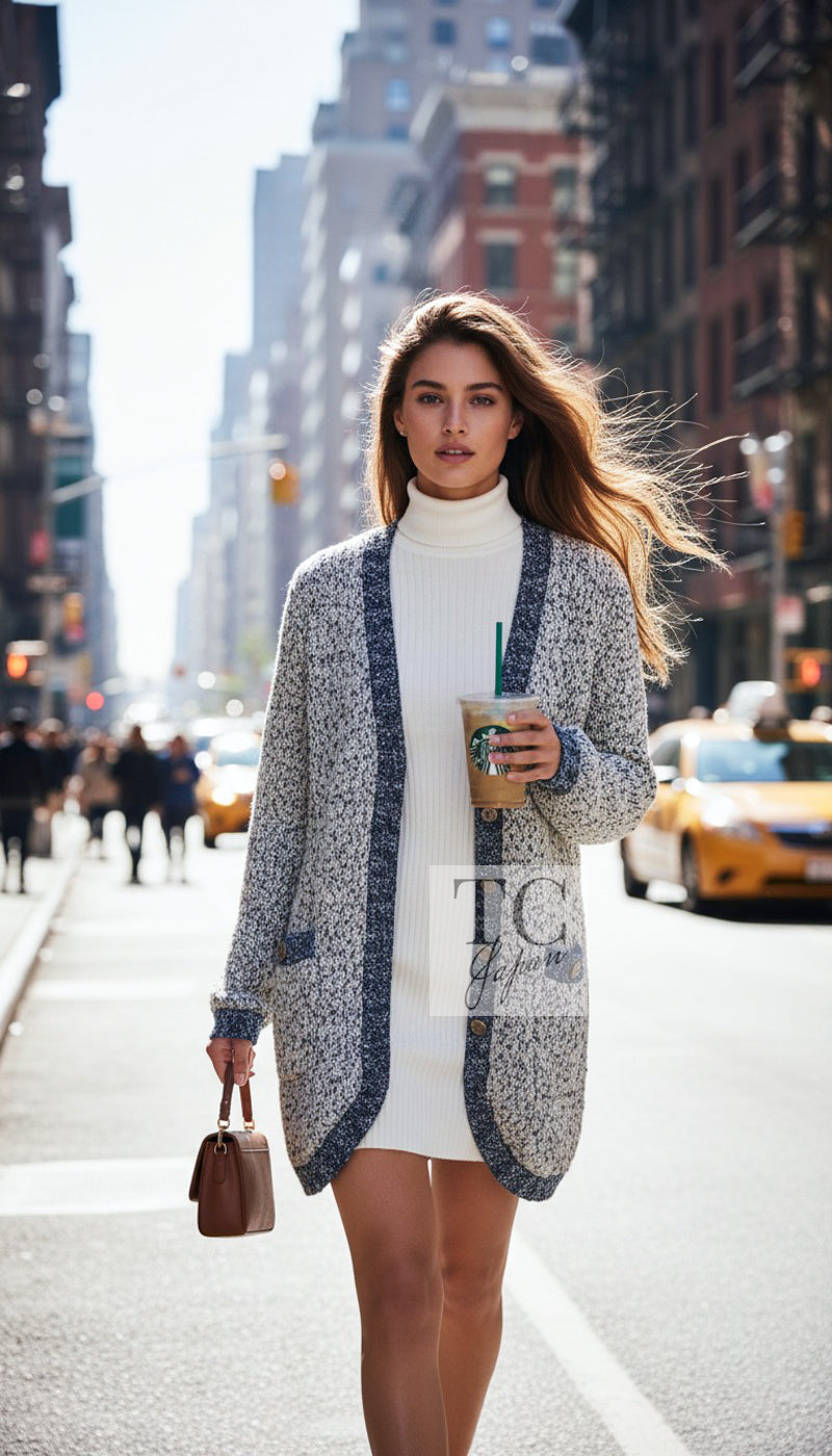 CHANEL 19PF Metallic Multicolor Wool Long Knit Cardigan 40 42 12