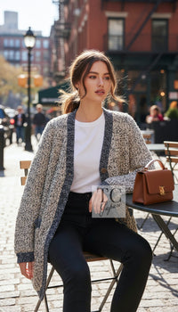 CHANEL 19PF Metallic Multicolor Wool Long Knit Cardigan 40 42 13