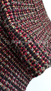 CHANEL 12PF Burgundy Wine Red Gold Silver Tweed Dress 36 シャネル バーガンディー ワインレッド ゴールド シルバー ツイード ワンピース 即発