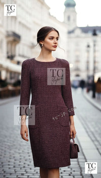 CHANEL 12PF Burgundy Wine Gripox Buttons Dress 36 シャネル バーガンディー・ワインレッド ・グリポワ宝石ボタン・ワンピース 即発 - TC JAPAN