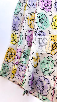 CHANEL 98S Vintage CC Logo Floral Pattern Ivory Silk 100% Dress 36 38 シャネル ヴィンテージ CCロゴ 花柄 アイボリー シルク100% ワンピース 即発