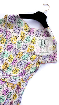 CHANEL 98S Vintage CC Logo Floral Pattern Ivory Silk 100% Dress 36 38 シャネル ヴィンテージ CCロゴ 花柄 アイボリー シルク100% ワンピース 即発