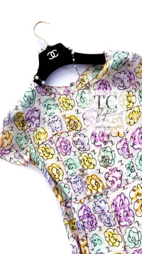 CHANEL 98S Vintage CC Logo Floral Pattern Ivory Silk 100% Dress 36 38 シャネル ヴィンテージ CCロゴ 花柄 アイボリー シルク100% ワンピース 即発