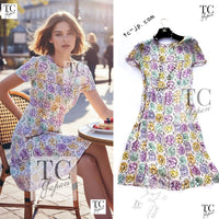 CHANEL 98S Vintage CC Logo Floral Pattern Ivory Silk 100% Dress 36 38 シャネル ヴィンテージ CCロゴ 花柄 アイボリー シルク100% ワンピース 即発