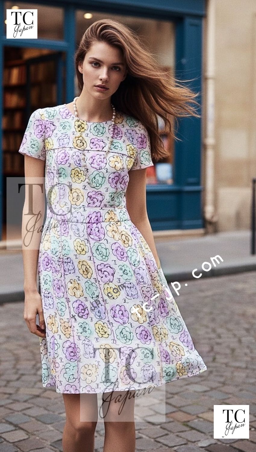 CHANEL 98S Vintage CC Logo Floral Pattern Ivory Silk 100% Dress 36 38 シャネル ヴィンテージ CCロゴ 花柄 アイボリー シルク100% ワンピース 即発