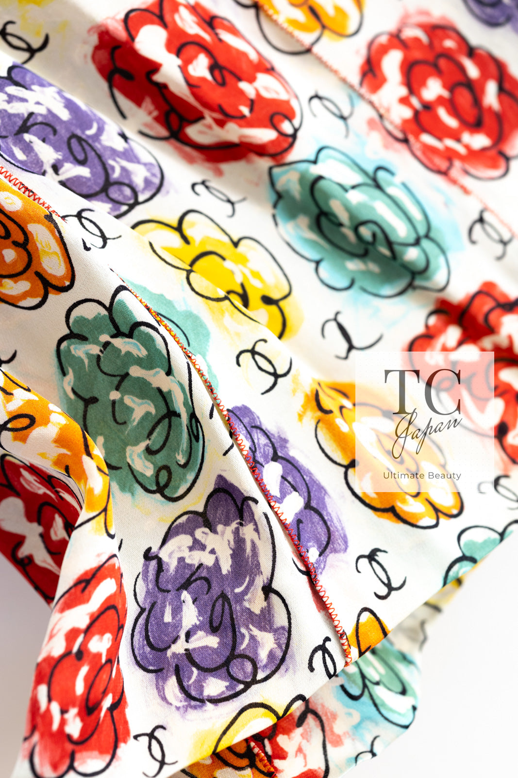 シャネル ワンピース CHANEL ヴィンテージ CCロゴ 花柄 マルチカラー