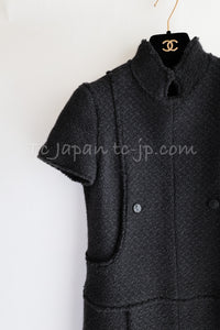 CHANEL 04A Black Wool Angora Tweed Dress 36 シャネル ブラック ウール アンゴラ ツイード ワンピース 即発