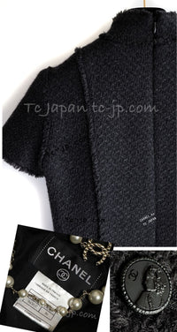 CHANEL 04A Black Wool Angora Tweed Dress 36 シャネル ブラック ウール アンゴラ ツイード ワンピース 即発