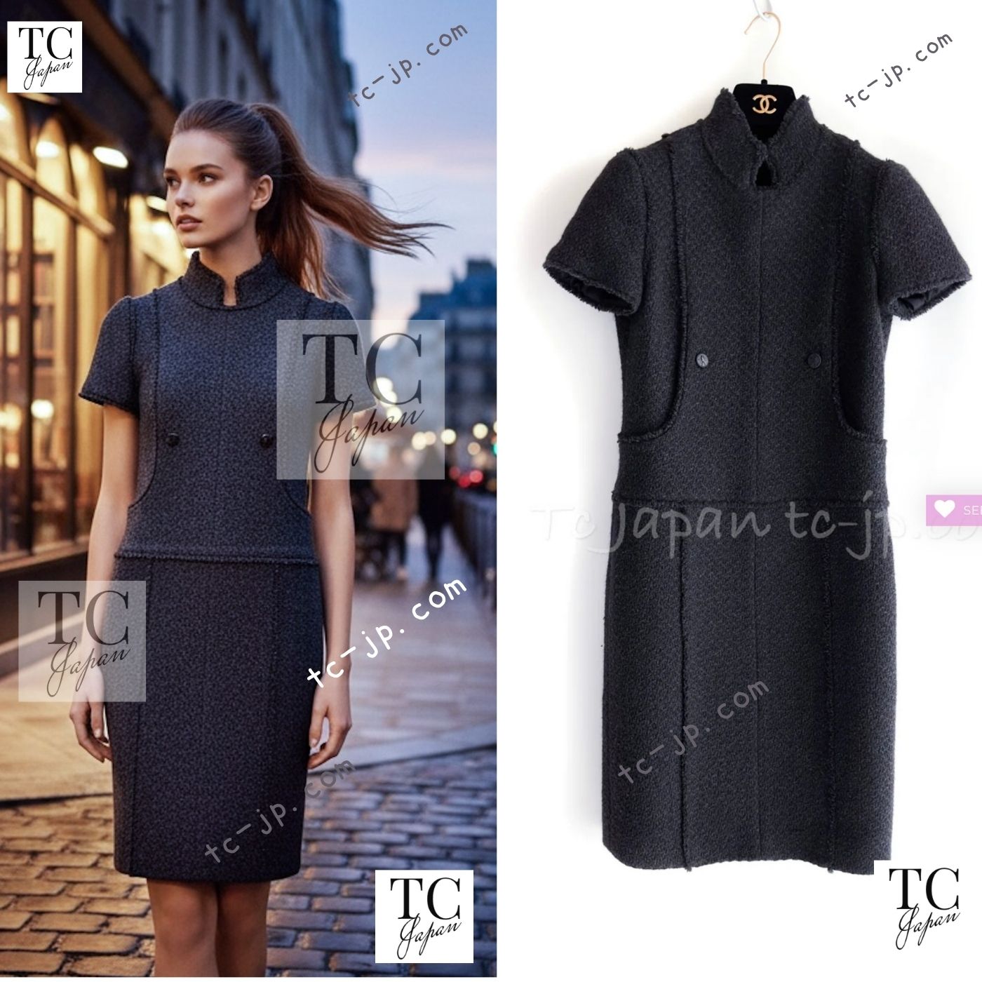 CHANEL 04A Black Wool Angora Tweed Dress 36 シャネル ブラック ウール アンゴラ ツイード ワンピース 即発