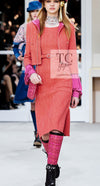 CHANEL 16A Coral Orange Red CC Logo Belt Tweed Sleeveless Dress 36 38 シャネル コーラル オレンジ レッド CCロゴ ベルト ノースリーブ ツイード ワンピース 即発