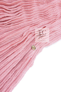 CHANEL 13C Cashmere Linen Ruffle Knit A-Line Dress Apricot 34 36 シャネル カシミア アプリコット ニット ワンピース 即発