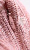 CHANEL 13C Cashmere Linen Ruffle Knit A-Line Dress Apricot 34 36 シャネル カシミア アプリコット ニット ワンピース 即発