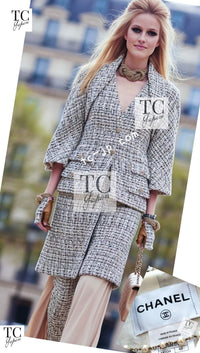 CHANEL 15C White Black Gold Metallic Gripoix Button Tweed Jacket 42 シャネル ホワイト ブラック ゴールドメタリック グリポワ宝石ボタン ツイード ジャケット 即発