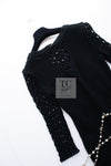 CHANEL 14S Black Long Sleeve Cotton Summer Knit Dress 34 36 シャネル ブラック ストレッチ コットン100 サマー ニット ワンピース 即発