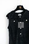 CHANEL 16PS Black Sleeveless CC Buttons Stretch Knit Dress 34 36 シャネル ブラック ストレッチ ノースリーブ CC ボタン ニット ワンピース 即発
