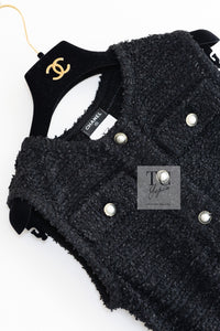 CHANEL 16PS Black Sleeveless CC Buttons Stretch Knit Dress 34 36 シャネル ブラック ストレッチ ノースリーブ CC ボタン ニット ワンピース 即発