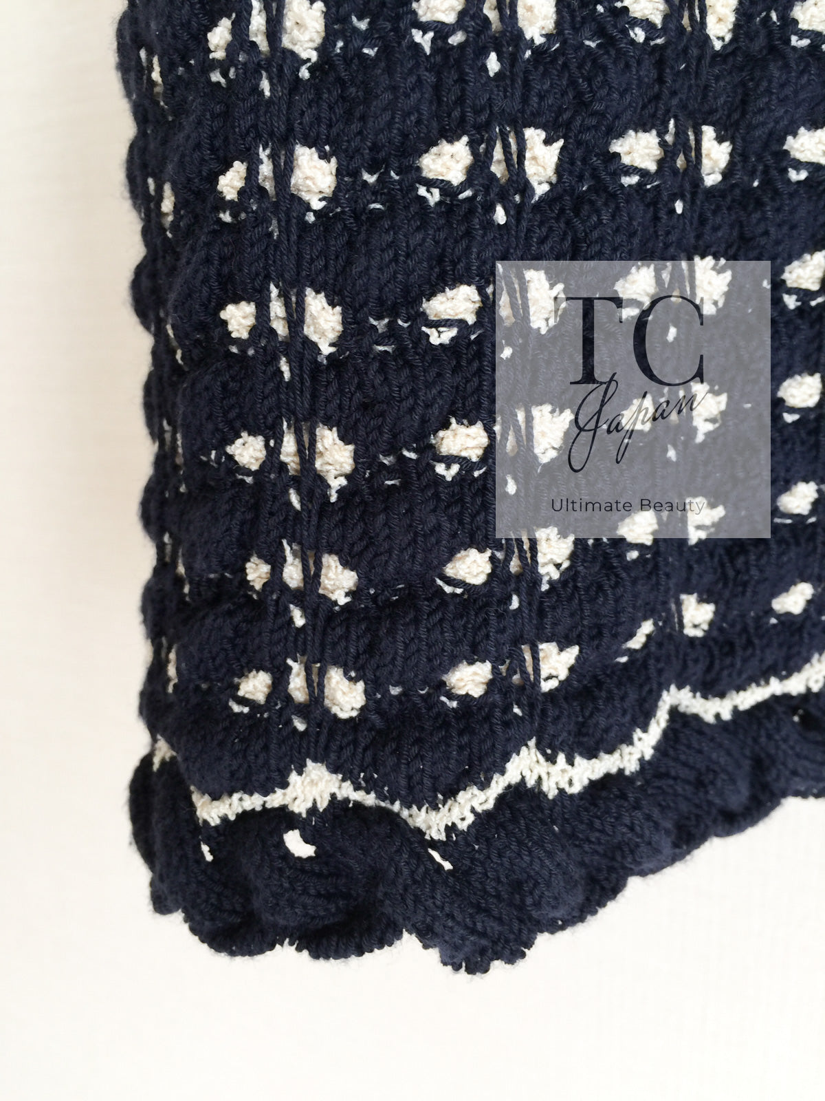 シャネル ワンピース CHANEL ベージュ ネイビー ミックス ツイード