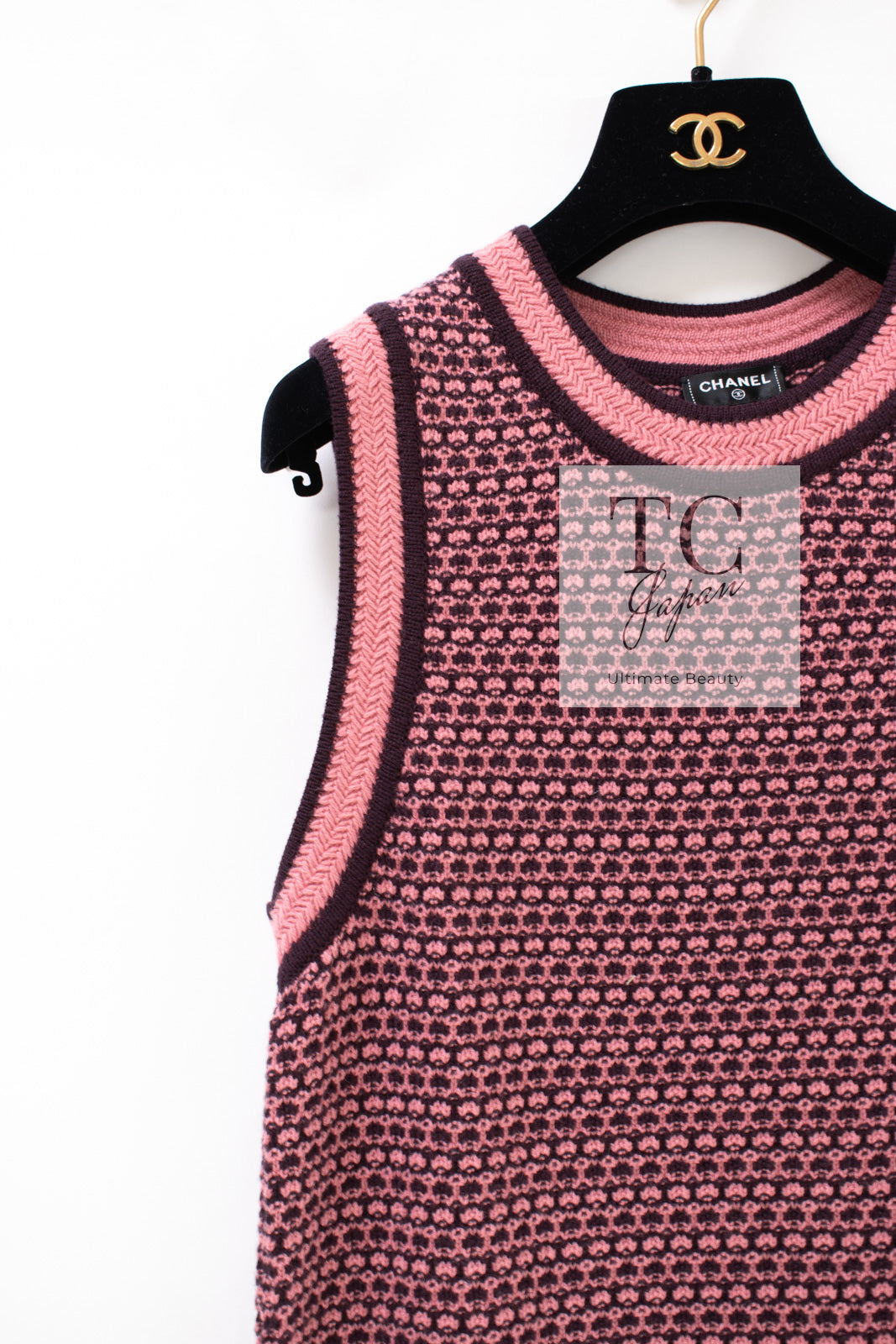シャネル ワンピース CHANEL ピンク ダークパープル ココボタン