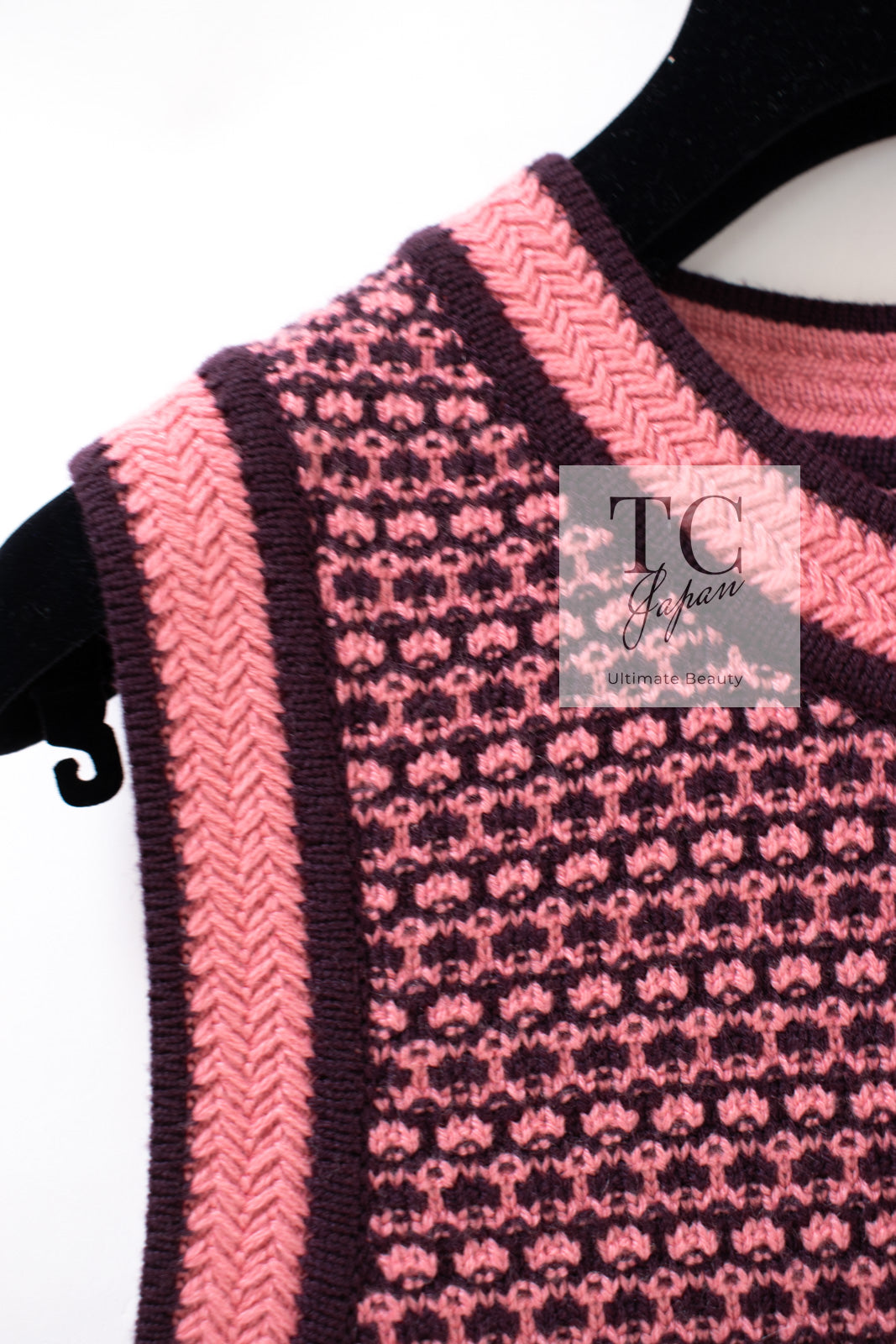 シャネル ワンピース CHANEL ピンク ダークパープル ココボタン